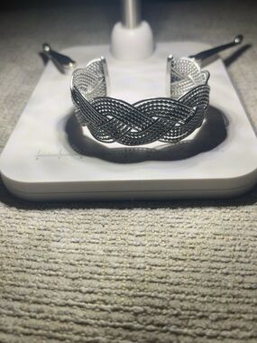 Silver-Tone Braided Celtic Knot Adjustable Cuff Bracelet